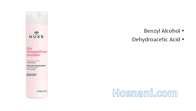 benzyl alcohol dehydroacetic acid in nuxe demaquillante micellaire
